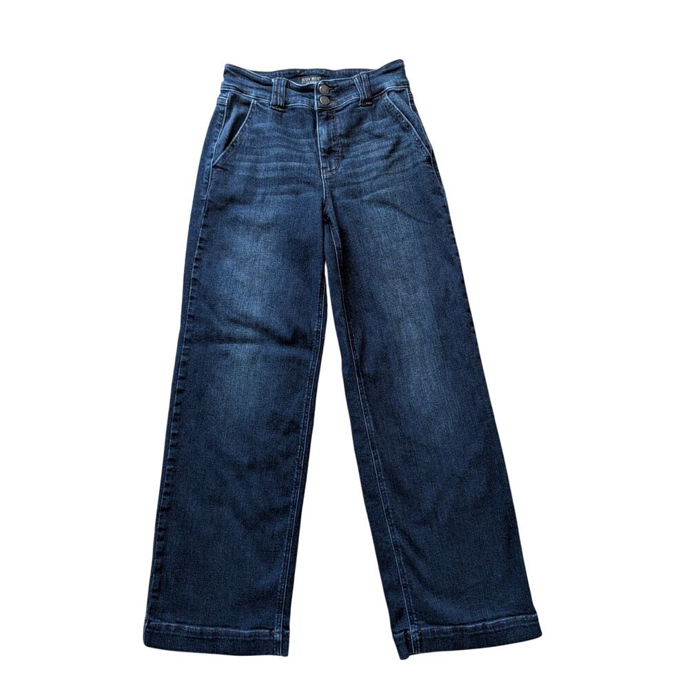 Judy Blue Women's High Rise Wide Leg Trouser Dark Wash Blue Denim Jeans Size 7
